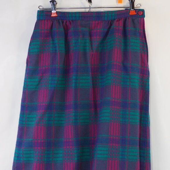 Pendleton Vintage Purple & Green Plaid Wool Skirt - Picture 2 of 6